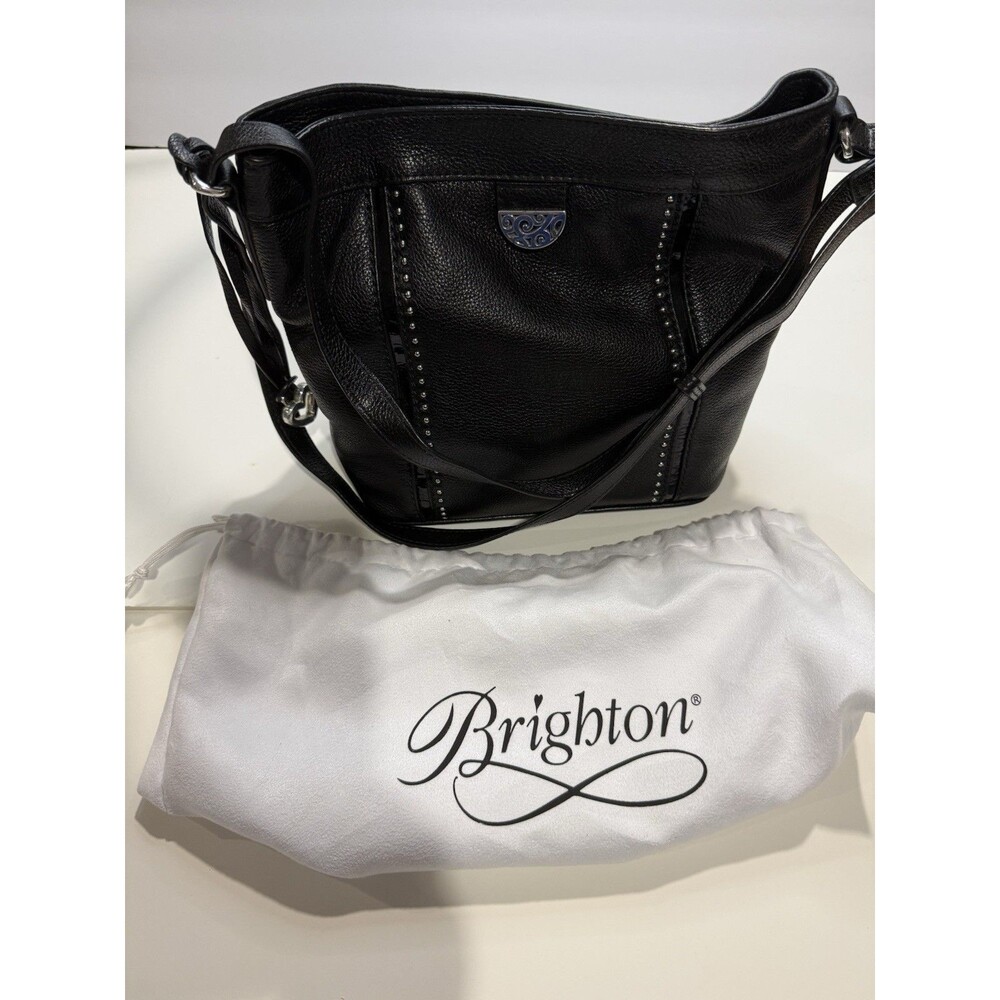 Brighton Grady Black Pebbled Leather Shoulder Crossbody Bag